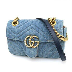 Gucci GG Marmont Denim Chain Shoulder Bag